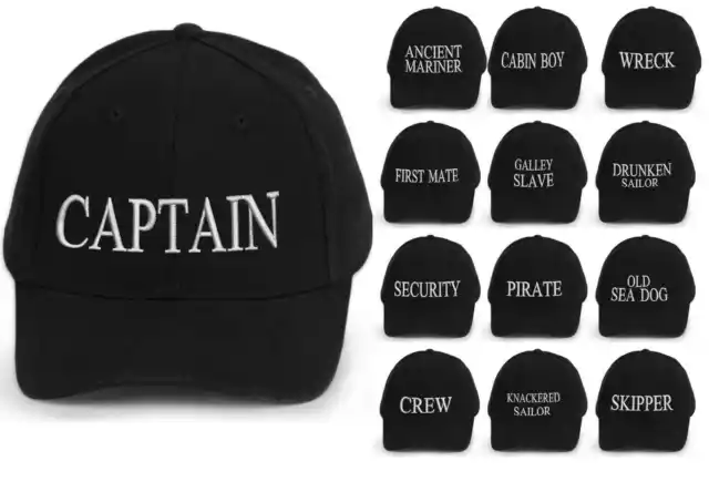 Captain Baseball Cap Embroidered Cotton Mens Women Various logos black white