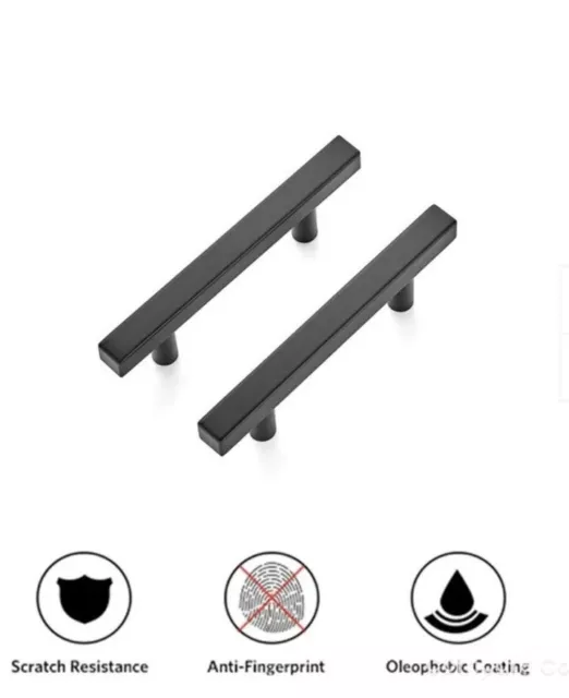 2 Piece Ravinte 5” Square Cabinet Pulls Matte Black Stainless Steel Drawer Pulls