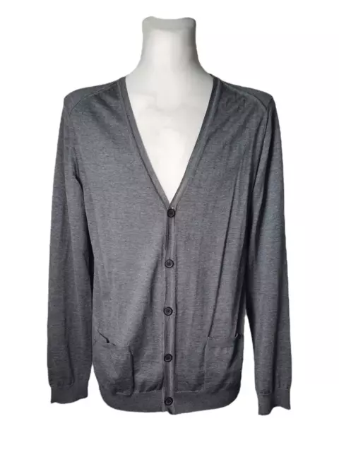 Lanvin Merino Wool Gray Classic Cardigan Size XL