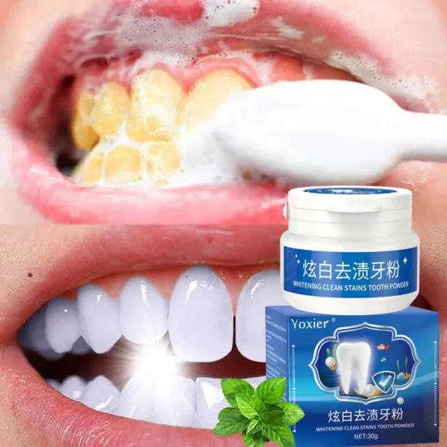 Whitening Clean Dental Stain Tooth Powder 30g Protect Care B1R7 Bright DES