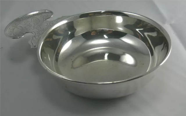 18th Style Solid Silver Tastevin, with Silver Wine Taster Engraved Socket.