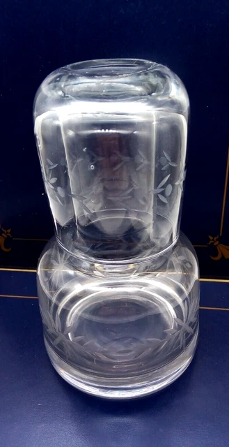 Edwardian Acid Etched bedside Water Carafe and Tumbler set 18 cm Original set