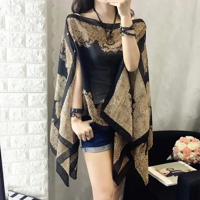 Shawl Mixed Color Scarf Shirt Poncho Sunscreen Scarf Women Sun Protection Shawl