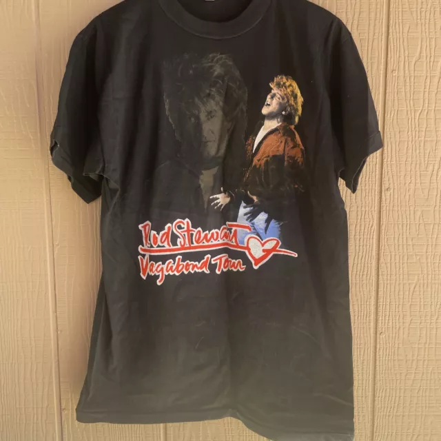 Vintage Rod Stewart 1991 Vagabond Tour T-Shirt XL Black 100% Cotton