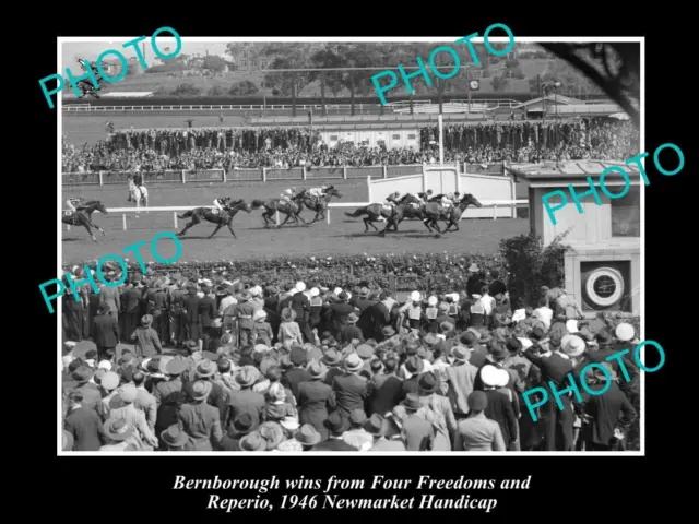 Old Large Horse Racing Photo Of Bernborough Winning The Newmarket Handicap 1946