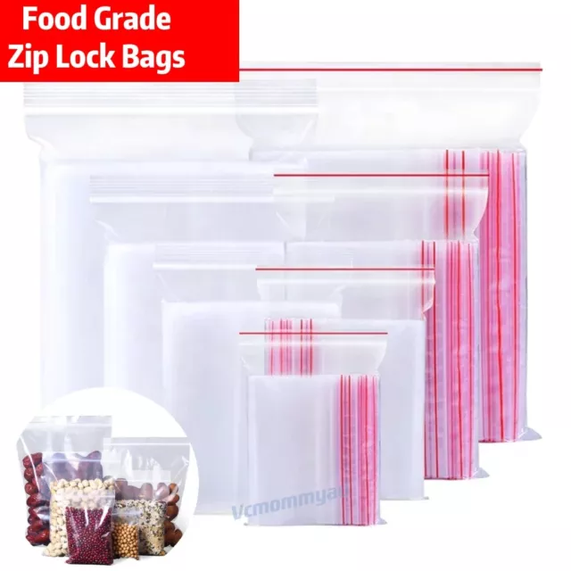 Upto 500pcs Bulk Resealable Zip Lock Bags PE Clear Plastic Food Grade Ziplock