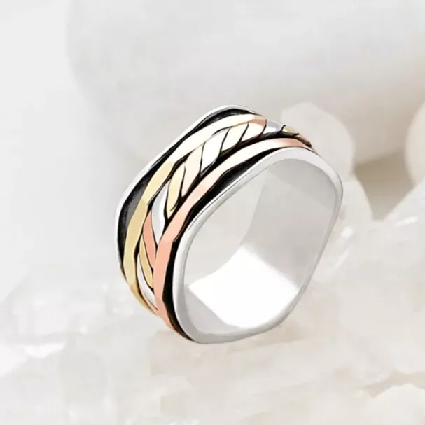 Solid 925 Sterling Silver Spinner Ring Handmade Jewelry Gift For Wedding A-831