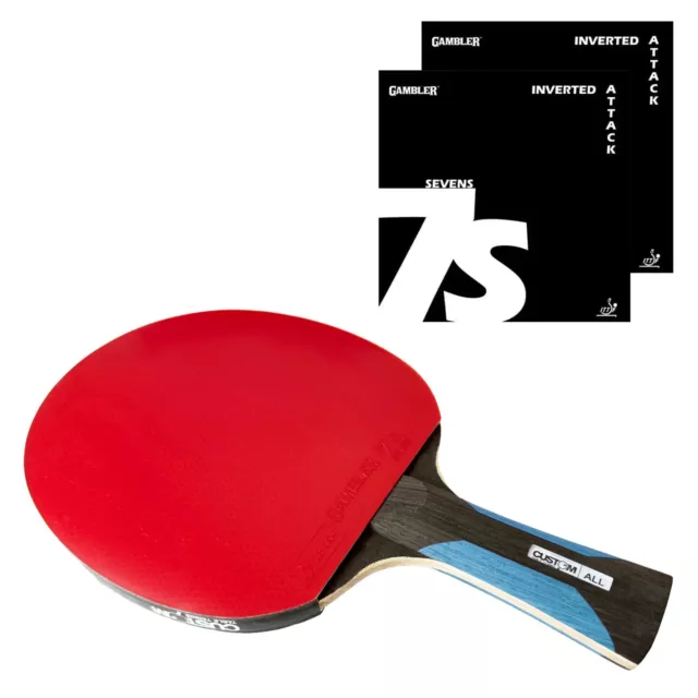 Custom Table Tennis Black Allround + Gambler 7s Power Sponge Bat