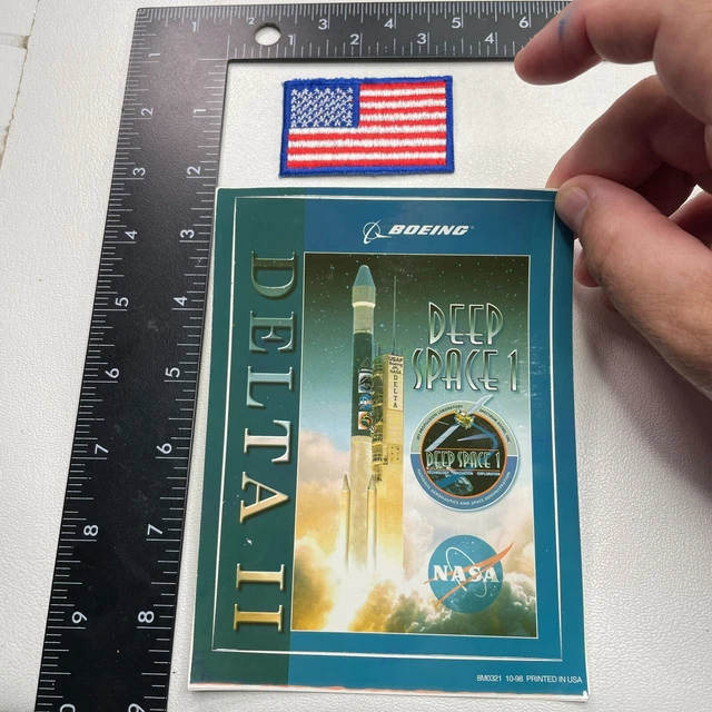 1 NASA BOEING DELTA II DEEP SPACE 1 Sticker Decal+ 1 USA Flag Patch 261D