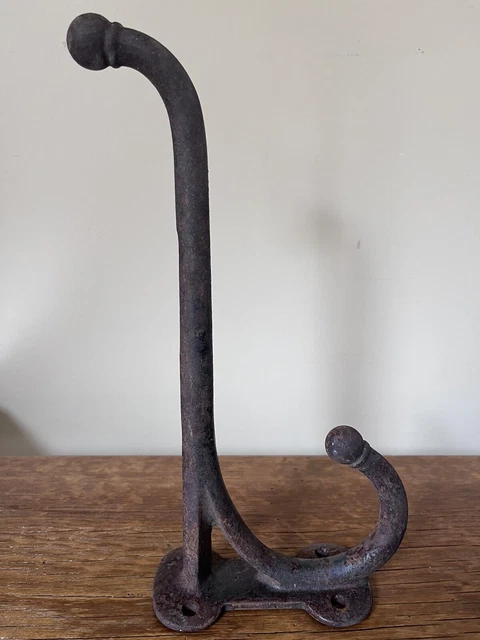 Vintage Iron Coat Tack Harness Barn Hook 12” Large Cast Iron 4