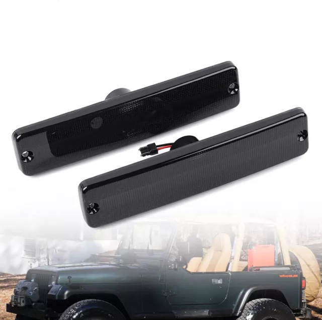 Für Jeep Wrangler YJ 87-95 Blinker Schwarz Vorne Blinkleuchten Set Seitenblinker 2