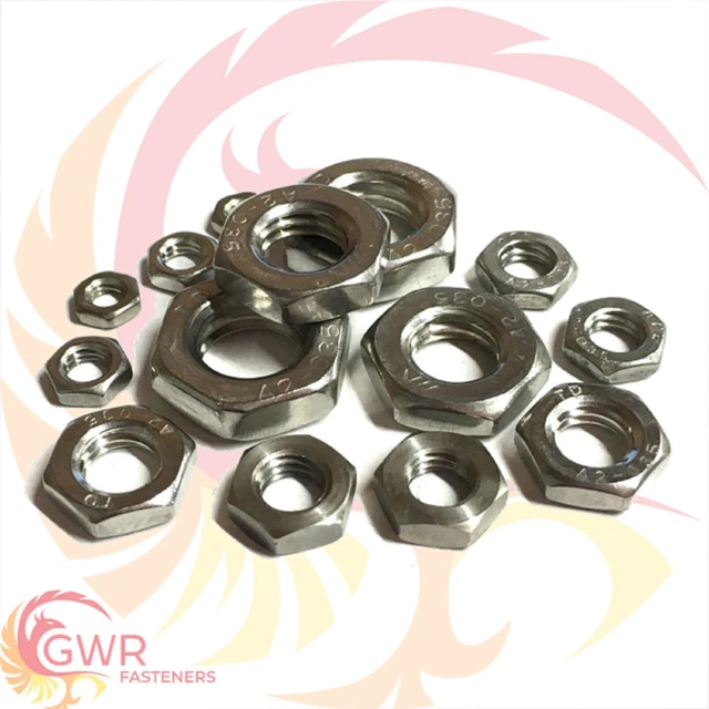 M1.6 M2 M2.5 M3 M4 M5 M6 M8 M10 To M42 Hexagon Half Lock Nuts Thin A2 Stainless