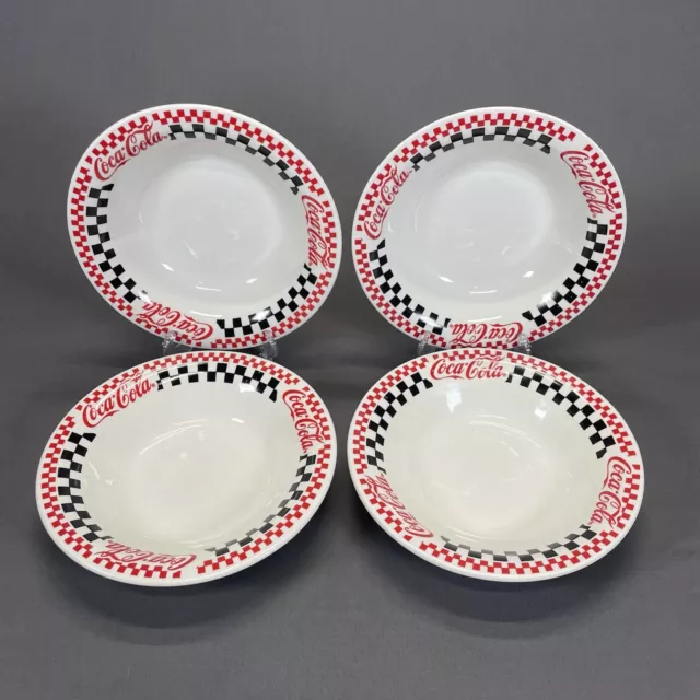 Gibson Coca Cola Coupe Soup Bowls Set of 4 Black Red Checkerboard Vintage 1996