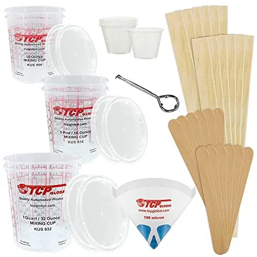 Paint Mixing Essential Kit 12 Cup Auto Tool Mesh Strainer Hand Pro Bowl Home