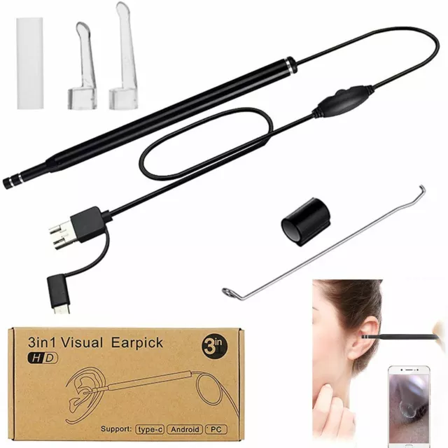 3 in1 5.5MM Ear Cleaning Endoscope USB Visual Earpick HD Camera Spoon Otoscope