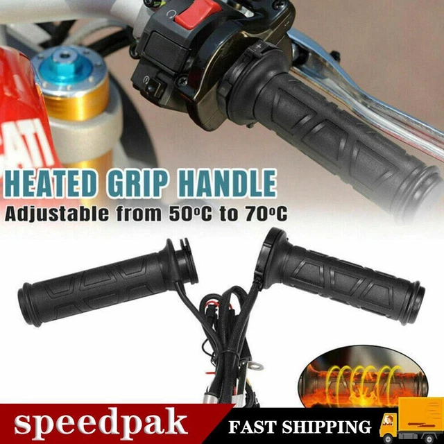12v Motorcycle Heated Hand Rubber Grips 22mm 7/8'' Adjustable, Handlebar G4K3