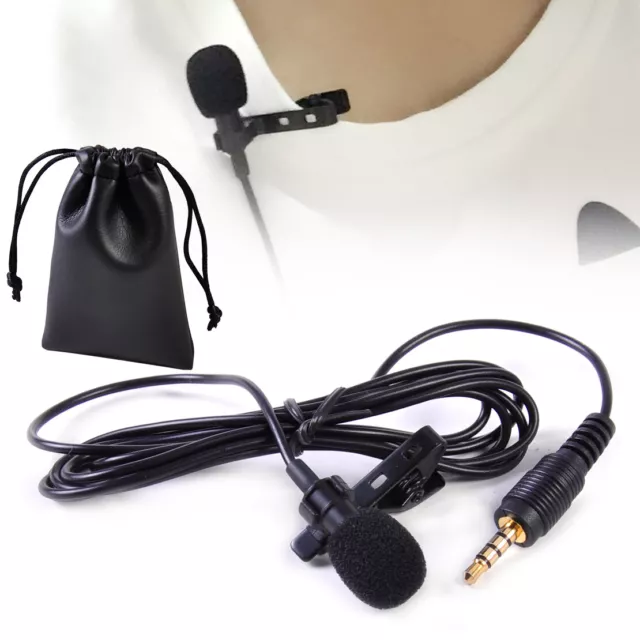 Mini 3.5mm Tie Clip on Mic Lapel Lavalier Microphone pour Smart Phone PC Laptop