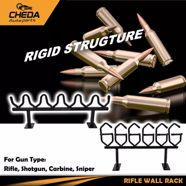6 GUN RIFLE Rack Vertical Fit For Carbine Hanger Shotgun Hook Wall ...