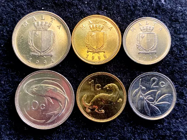 Malta 3 Coins Set 1, 2, 10 Cents UNC World Coins