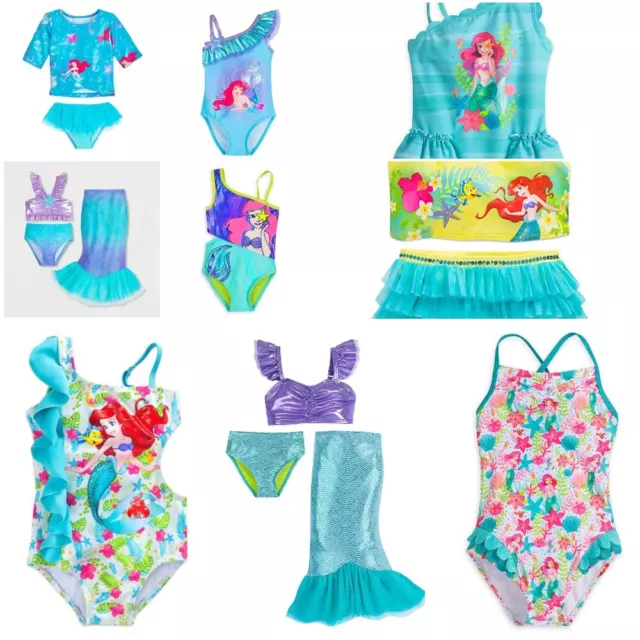 Disney Store Ariel Little Mermaid Swimsuit Girls Dress Up Deluxe Swimwear Tail