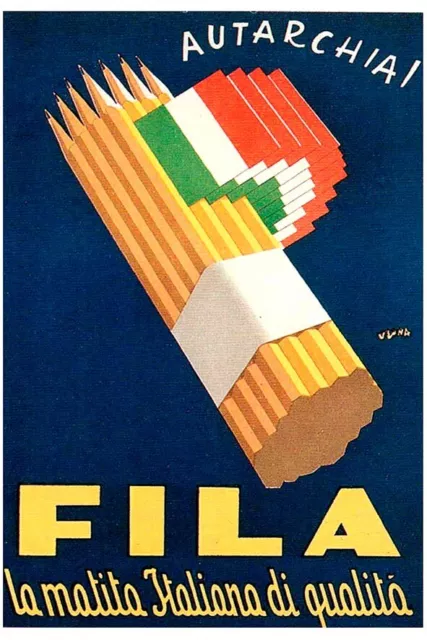 Poster Manifesto Locandina Pubblicitaria Ufficio Vintage Matite Fila 50x70 Cm.