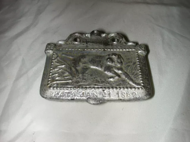 Vintage Cast Iron Patd 1862 Civil War Era Hunting Dog  Match Holder Safe