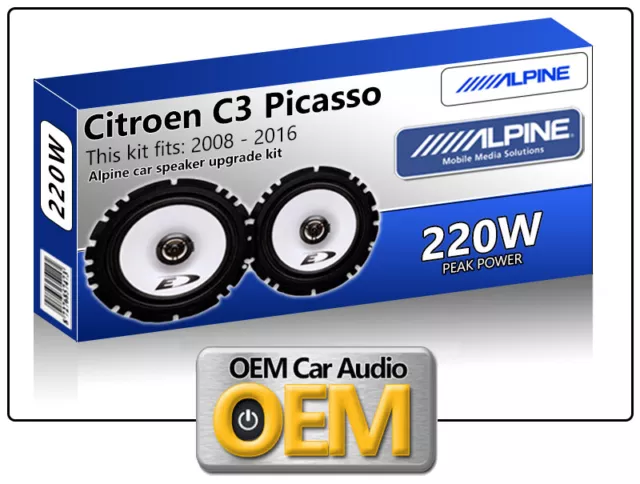 Citroen C3 Picasso Front Door speakers Alpine 6.5" 17cm car speaker kit 220W