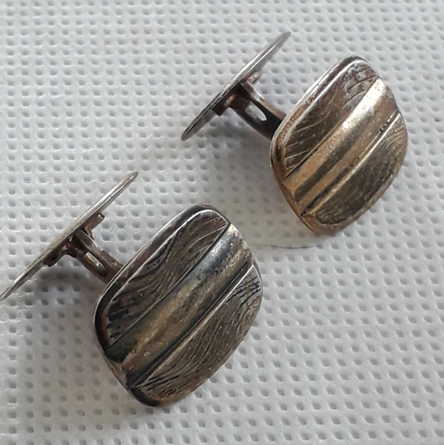 Boutons De Manchette Anciens En Argent 835 MEKAN - Occasion Très Bon état, Accessoire Vintage
