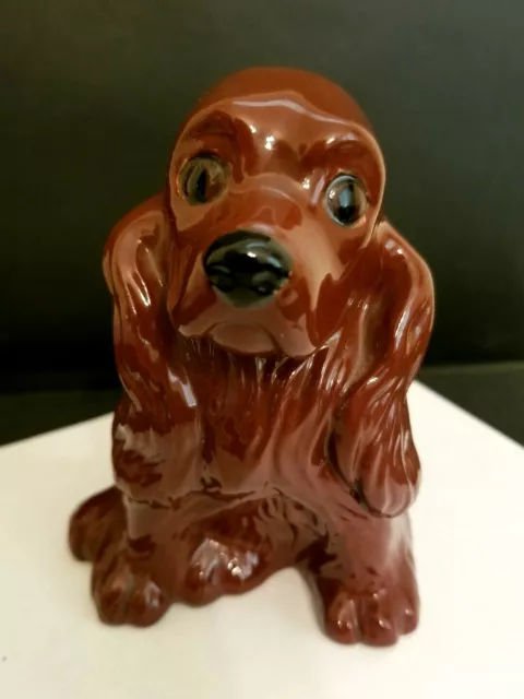 Cute Brown Cocker Spaniel Dog Statue Figure Ceramic High Gloss Glaze