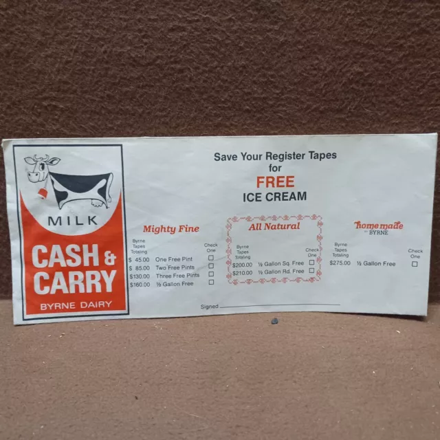 BYRNE DAIRY Farm MILK Ice Cream Advertising RECEIPT ENVELOPE