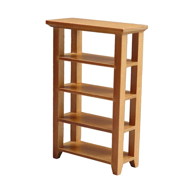 Mini Dollhouse Display Shelf Kitchen Home Life Scene Furniture Ornaments Brown