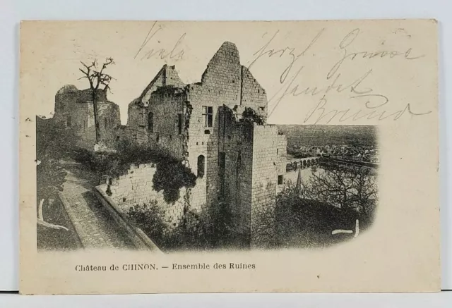 France Chateau de CHINON Ensemble des Ruines c1903 Postcard L2