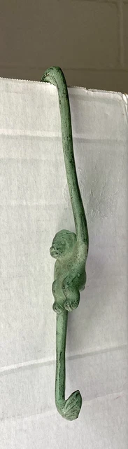 Cast Iron Monkey Plant Hook 8 1/4" Long Large Made In India Jewellery Hook