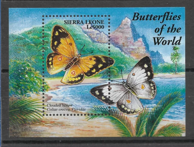 Sierra Leona, Hoja Bloque - Fauna - Mariposas. Mnh.