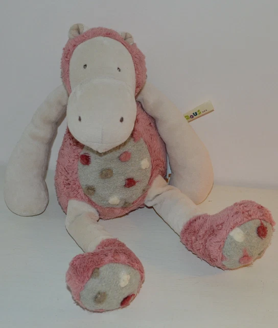 Adorable Peluche doudou pantin Les ZAZOUS Hippopotame MOULIN ROTY 33 cm