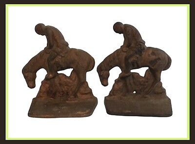 Vintage End Of The Trail - Man/Indian On A Horse Metal Pair Of Bookends