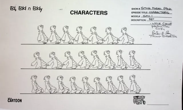 Ed, Edd n Eddy 1999 Production Studio Model Cel Drawing Copy Hanna-Barbera #RB