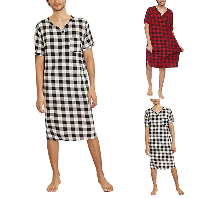 Pigiama da uomo a quadri maniche corte scollo a V top camicie pigiama casual homewear