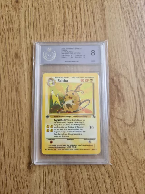 Raichu Holo DE Fossil 14/62 1st Edition Pokemon Karte PGS 8 Selten! ❤️