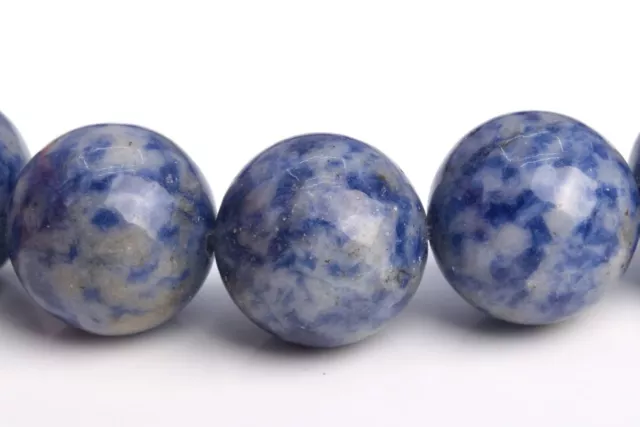 15MM Natural Blue Spot Jasper Beads Grade AAA Round Gemstone Loose Beads 4"