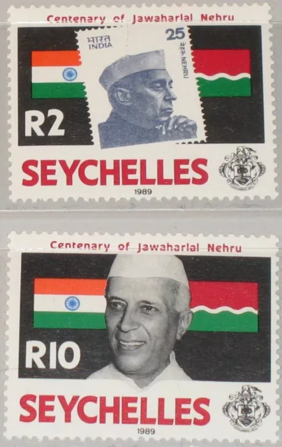 SEYCHELLES SEYCHELLEN 1989 688-89 665-6 J. Nehru 1st Prime Minister of India MNH