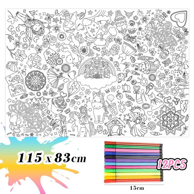 Tovaglia Da Colorare Unicorno 115x83cm - Con Pennarelli Per Bambini - Foto 9