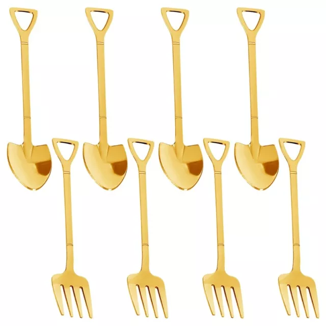 8 Pieces Shovel Spoon Fork Shovel Coffee Spoon Shovel Handle Dessert Spoon3006