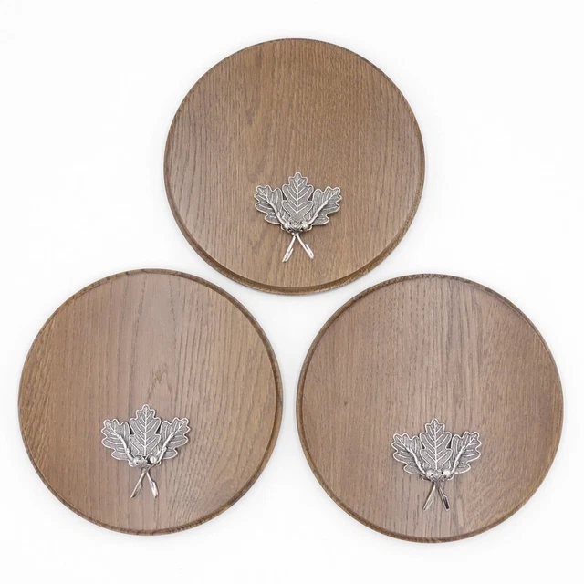 3x Placa de Jabalí Tablero Keiler Redondo Braun Af 19cm 3 Hoja Roble Portada 4