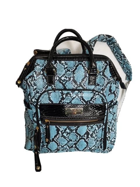 Samantha Brown Python Embossed Backpack Turquoise / BLACK EUC 2