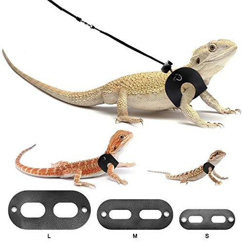 Bearded Dragon Harness and Leash Adjustable Leather Lizard Reptiles Harness