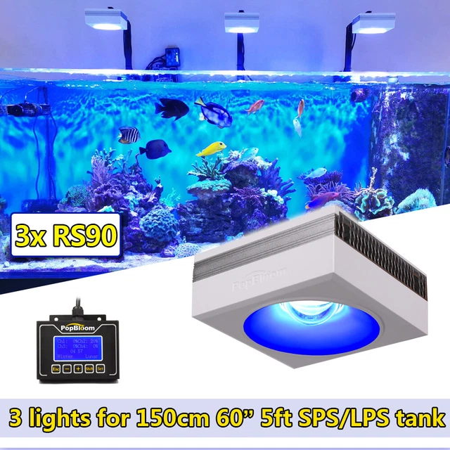 3x RS90 Reef Led Aquarium Light for 150cm 60inch Coral Reef Grow Saltwater Tank