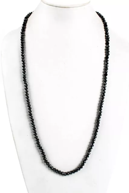 Chan Luu Womens Semi Precious Stone Beaded String Tassel Necklace Gunmetal Gray