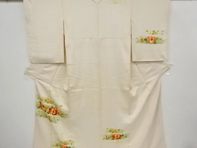 42868# Japanese Kimono / Vintage Homongi / Embroidery / Flower Arabesque