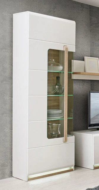Vetrina vetrina stand vetrina in vetro bianco sonoma illuminazione rovere